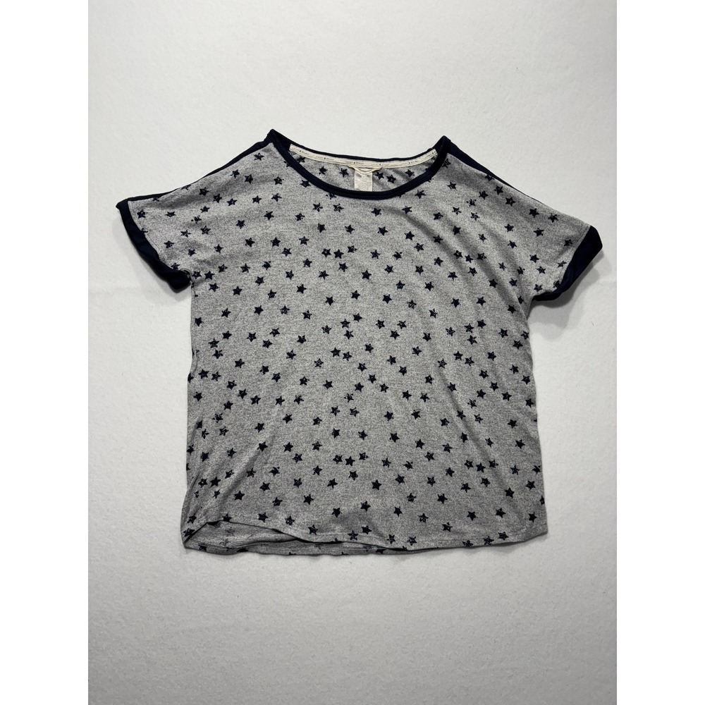 Lucky Brand Shirt Womens L Gray Star Print Scoop Neck Dolman Sleeve Tee